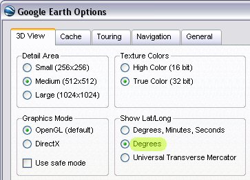 Google Earth Options